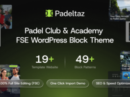 Padeltaz – Padel Club und Sportakademie FSE WordPress Block Layout