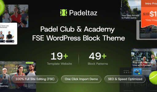 Padeltaz – Padel Club und Sportakademie FSE WordPress Block Layout