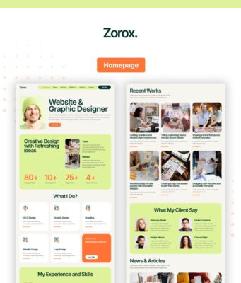 Zorox – Website- und Grafikdesigner-Portfolio Elementor Pro-Vorlagenkit