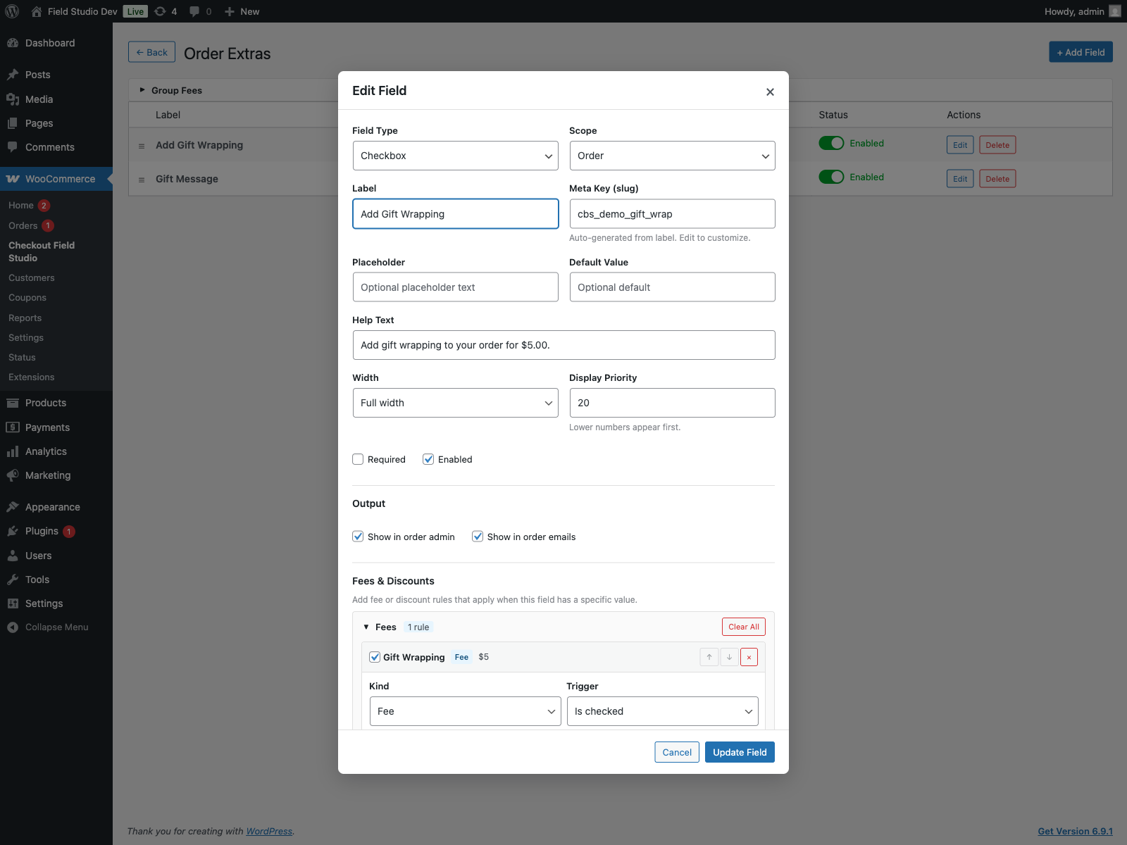Gebührenregeleditor für Checkout-Zuschläge und -Rabatte