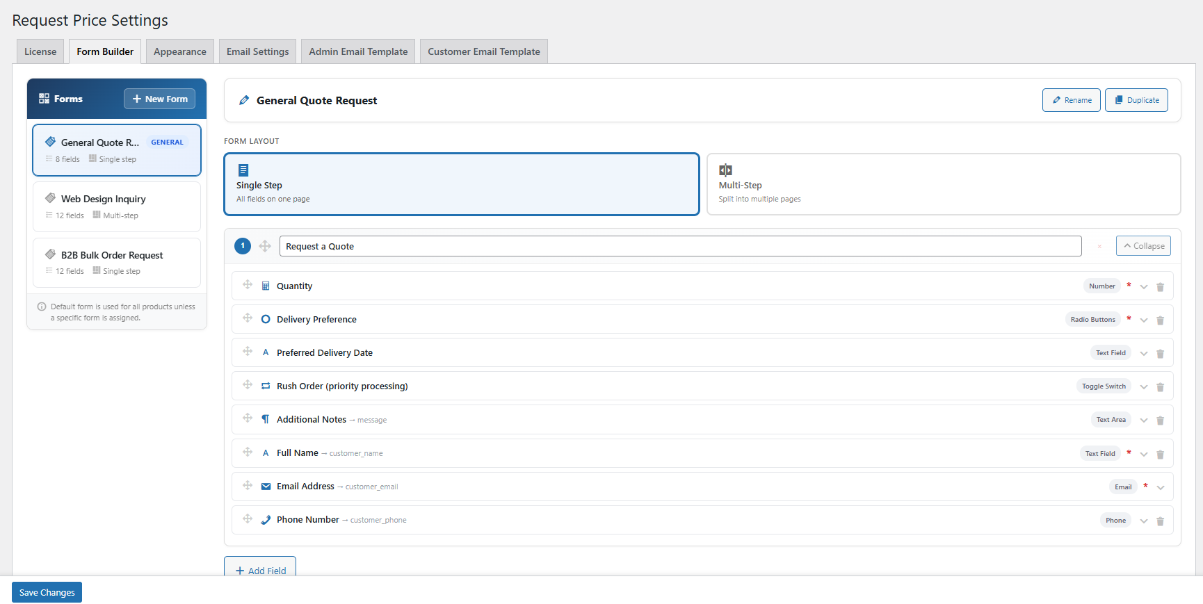 Übersicht über den Form Builder