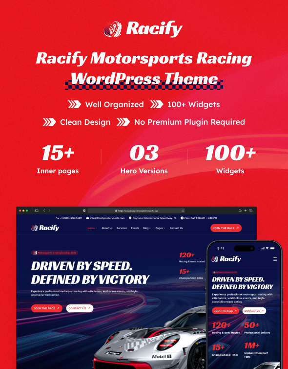 Racify – Motorsports Racing WordPress Theme – 1