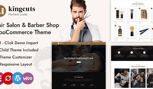 Kingcuts – Friseursalon und Friseursalon WordPress WooCommerce Vorlage