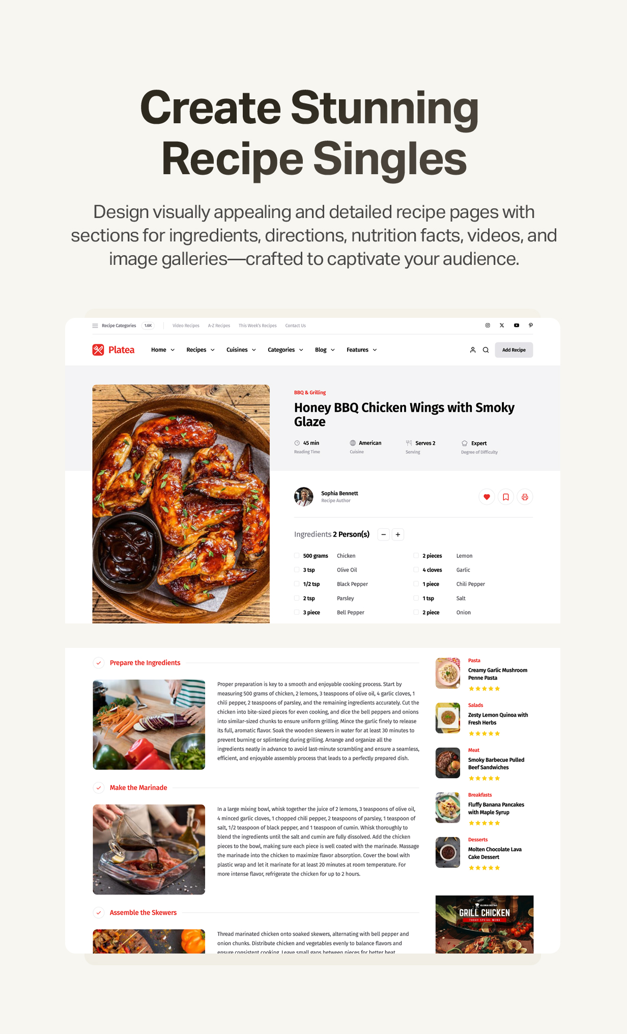 Erstellen Sie atemberaubende Rezept-Singles