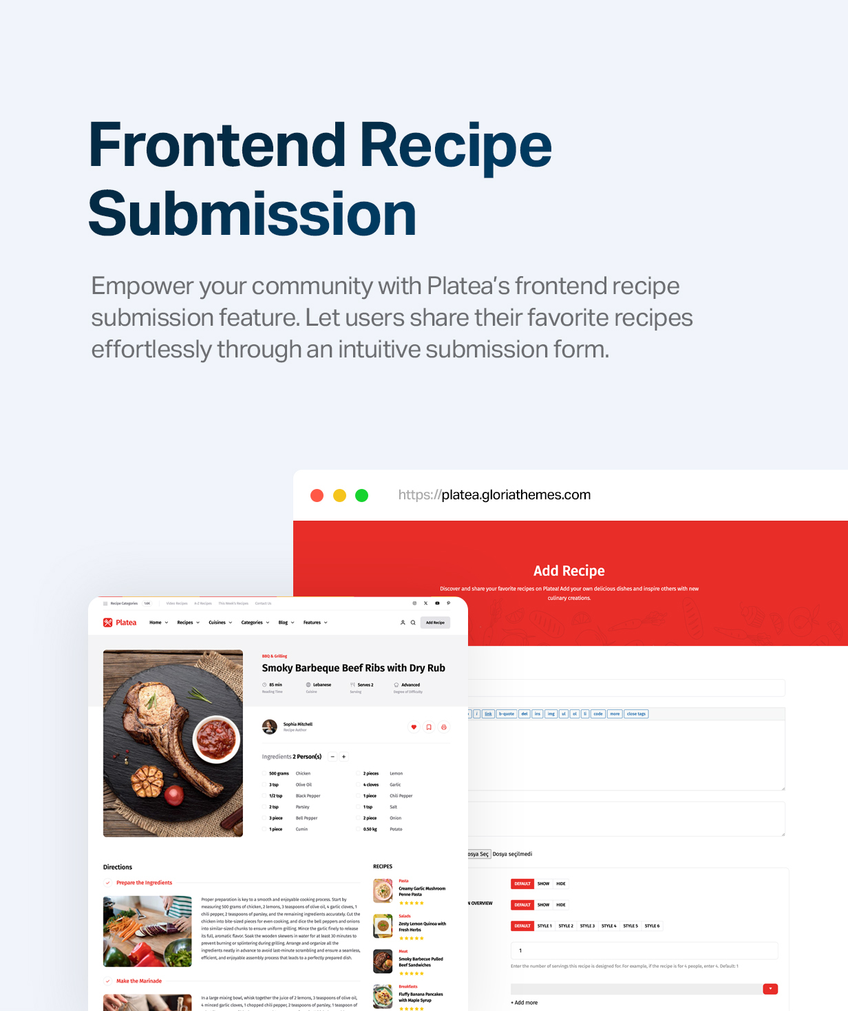 Einreichung von Frontend-Rezepten