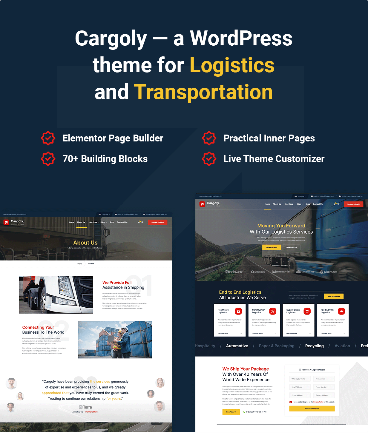 Cargoly – WordPress-Theme für Logistik und Transport