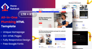 All-in-One-HTML-Vorlage für Sanitärreparaturdienste (LTR + RTL) – Home Rakshak