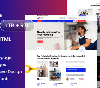 All-in-One-HTML-Vorlage für Sanitärreparaturdienste (LTR + RTL) – Home Rakshak