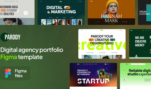Parodie – Figma-Vorlage für das digitale Agenturportfolio