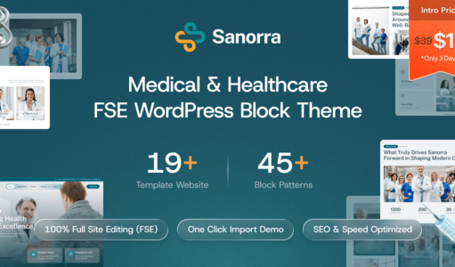 Sanorra – FSE-WordPress-Block-Template für Medizin und Gesundheitswesen