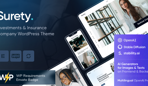 Surety – WordPress-Vorlage für Buchhalter, Buchhalter und Banker