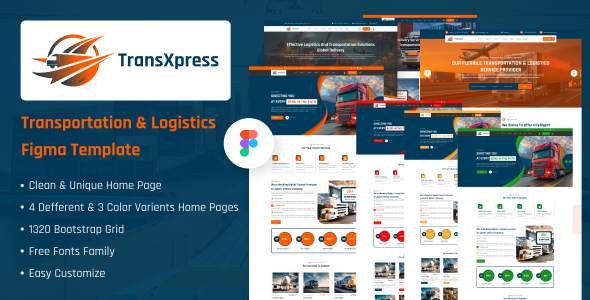 TransXpress – Figma-Vorlage für Transport und Logistik