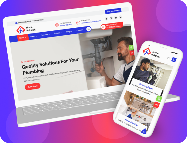 All-in-One-HTML-Vorlage für Sanitärreparaturdienste (LTR + RTL) – Home Rakshak – 2