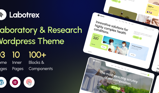 Labotrex – WordPress-Vorlage für Labor- und Wissenschaftsforschung + WooCommerce-Unterstützung