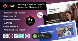 Troz – Banking, Geldtransfer und Finanzen Elementor WordPress Vorlage