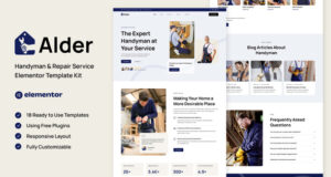 Alder – Elementor-Vorlagen-Kit für Handwerker und Reparaturservice