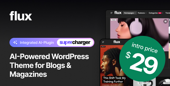 Flux – KI-gestütztes Blog- und Magazin-WordPress-Vorlage