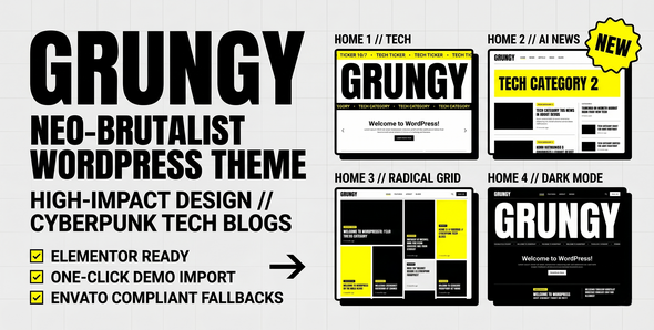 Grungy – Neo-brutalistisches Blog-WordPress-Template