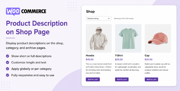 Produktbeschreibung auf Shop- und Archivseiten für WooCommerce