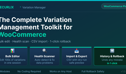 Recurlix – WooCommerce Variation Manager | Bulk Edit, Health Scanner & Rollback