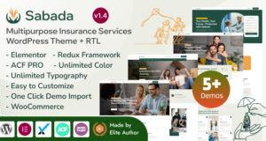 Sabada – Mehrzweck-Versicherungsdienstleistungen Elementor WordPress Layout