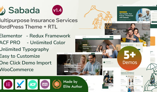 Sabada – Mehrzweck-Versicherungsdienstleistungen Elementor WordPress Layout