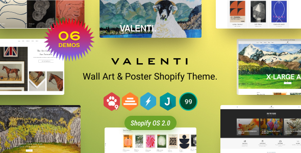 Valenti – Wandkunst und Poster Shopify Template OS 2.0