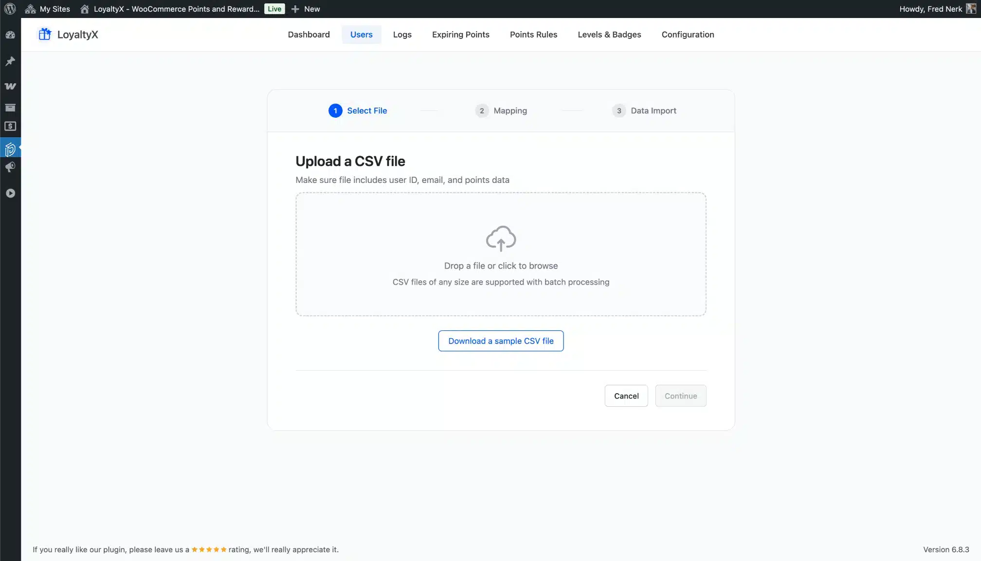 LoyaltyX Import Points Screenshot – WooCommerce Points Plugin