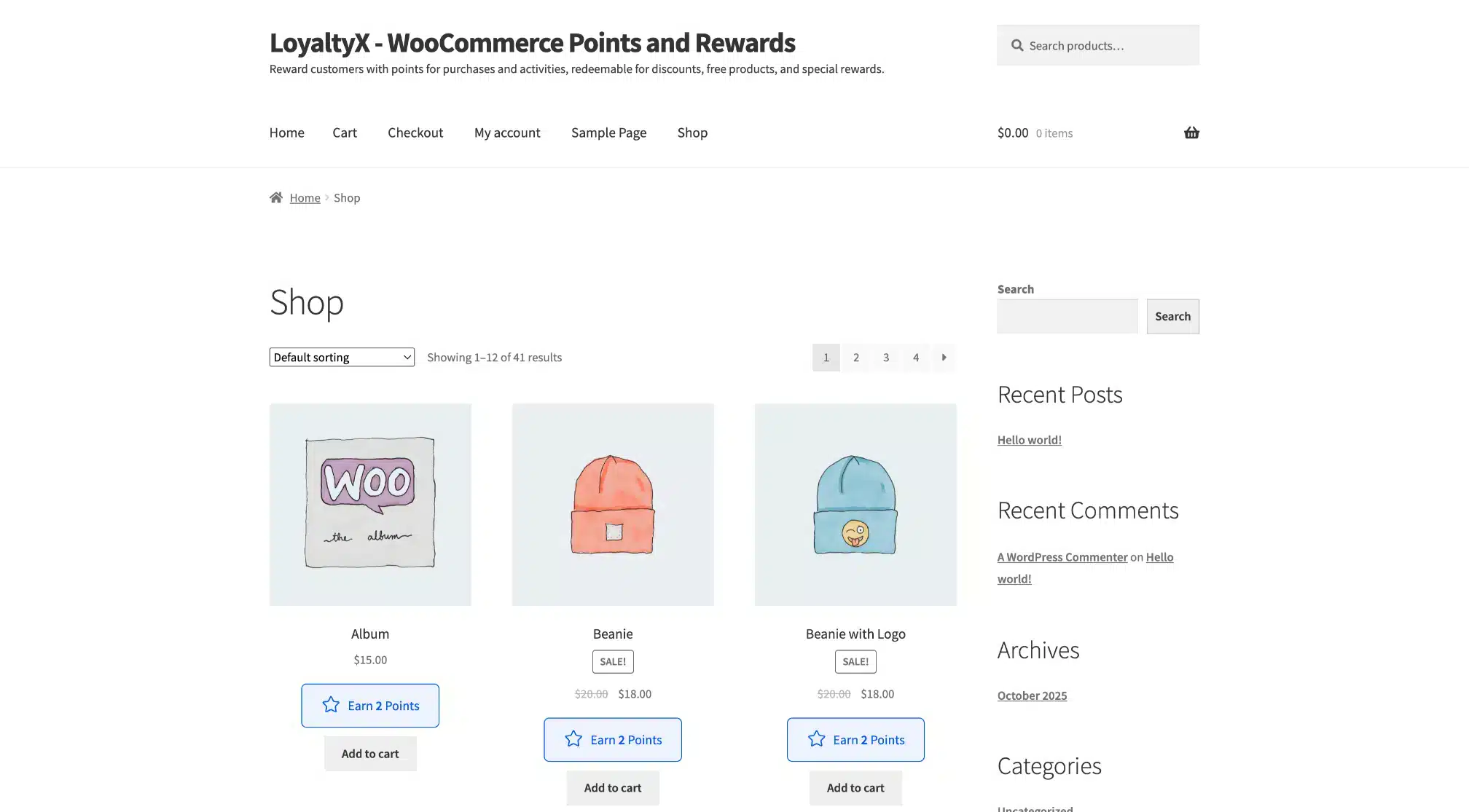 LoyaltyX Shop Page Points Message Screenshot – WooCommerce Points and Rewards Plugin