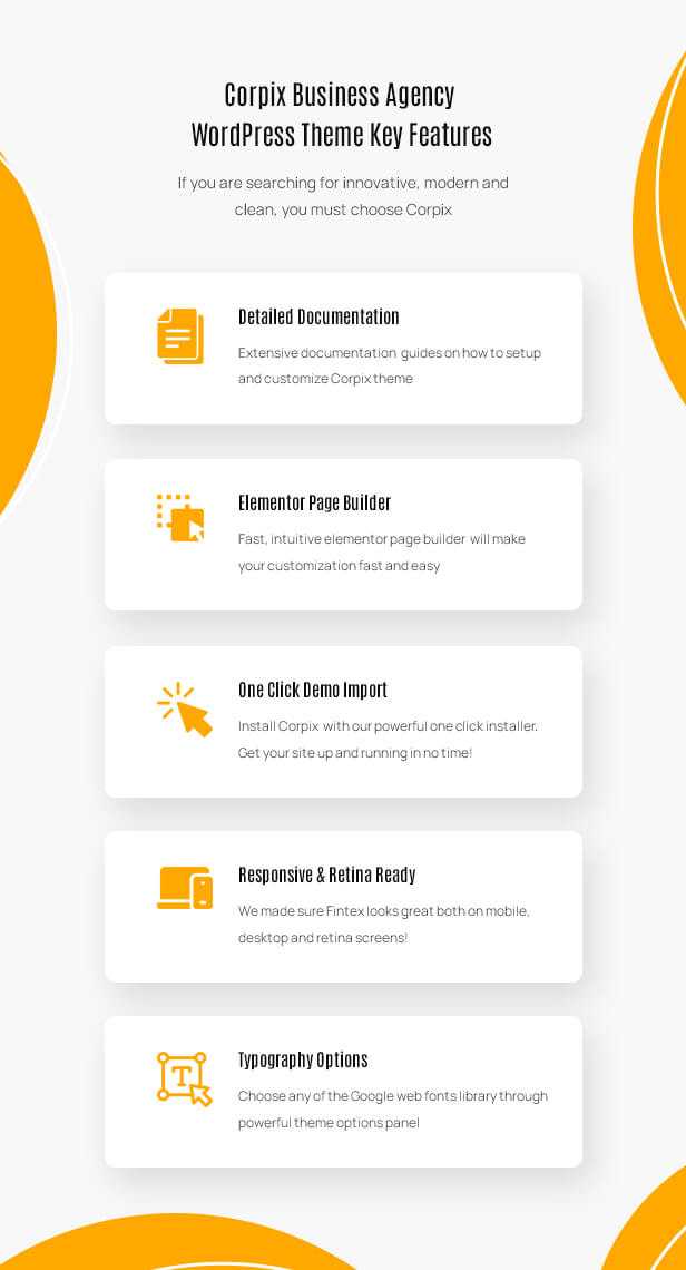 Funktionen des Corporate-Themes von corix