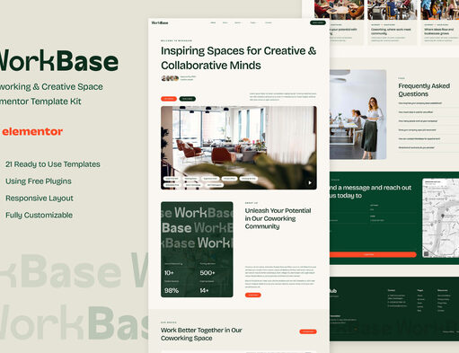 WorkBase – Coworking & Creative Space Elementor-Vorlagenkit