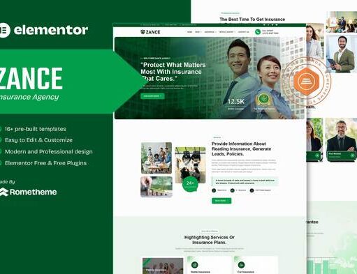 Zance – Elementor-Vorlagenkit für Versicherungsagenturen
