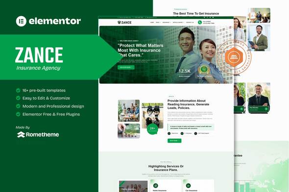 Zance – Elementor-Vorlagenkit für Versicherungsagenturen