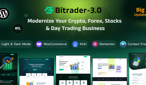 Bitrader – WordPress-Template für Krypto-, Aktien- und Forex-Handelsgeschäfte