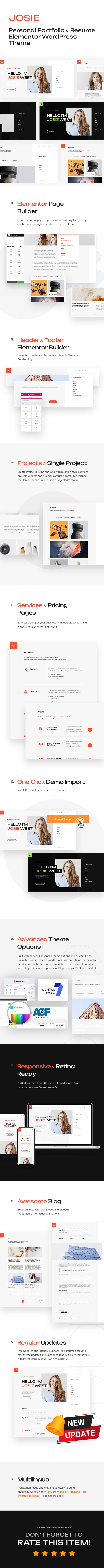 Josie – Persönliches Portfolio-WordPress-Theme – Beschreibung