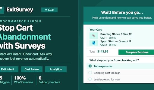 ExitSurvey – Intelligente Exit-Intent-Umfrage und Warenkorbwiederherstellung für WooCommerce