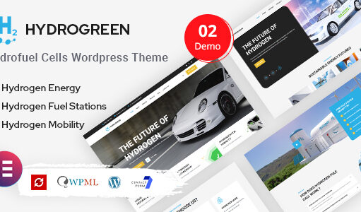 Hydrogreen – WordPress-Template für Brennstoffzellendienste und Ladestationen