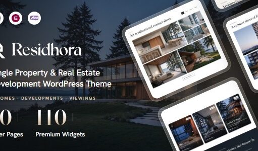 Residhora – WordPress-Vorlage für Einzelimmobilien- und Immobilienentwicklung