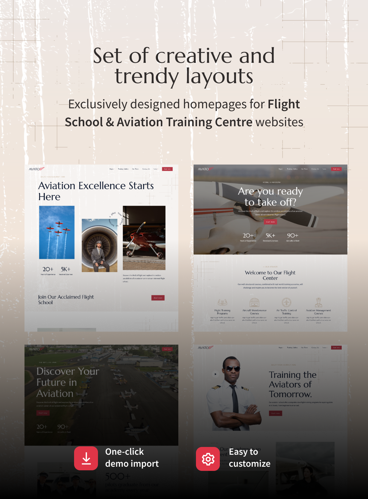 Avato – WordPress-Theme für Flugschule und Luftfahrt-Trainingszentrum