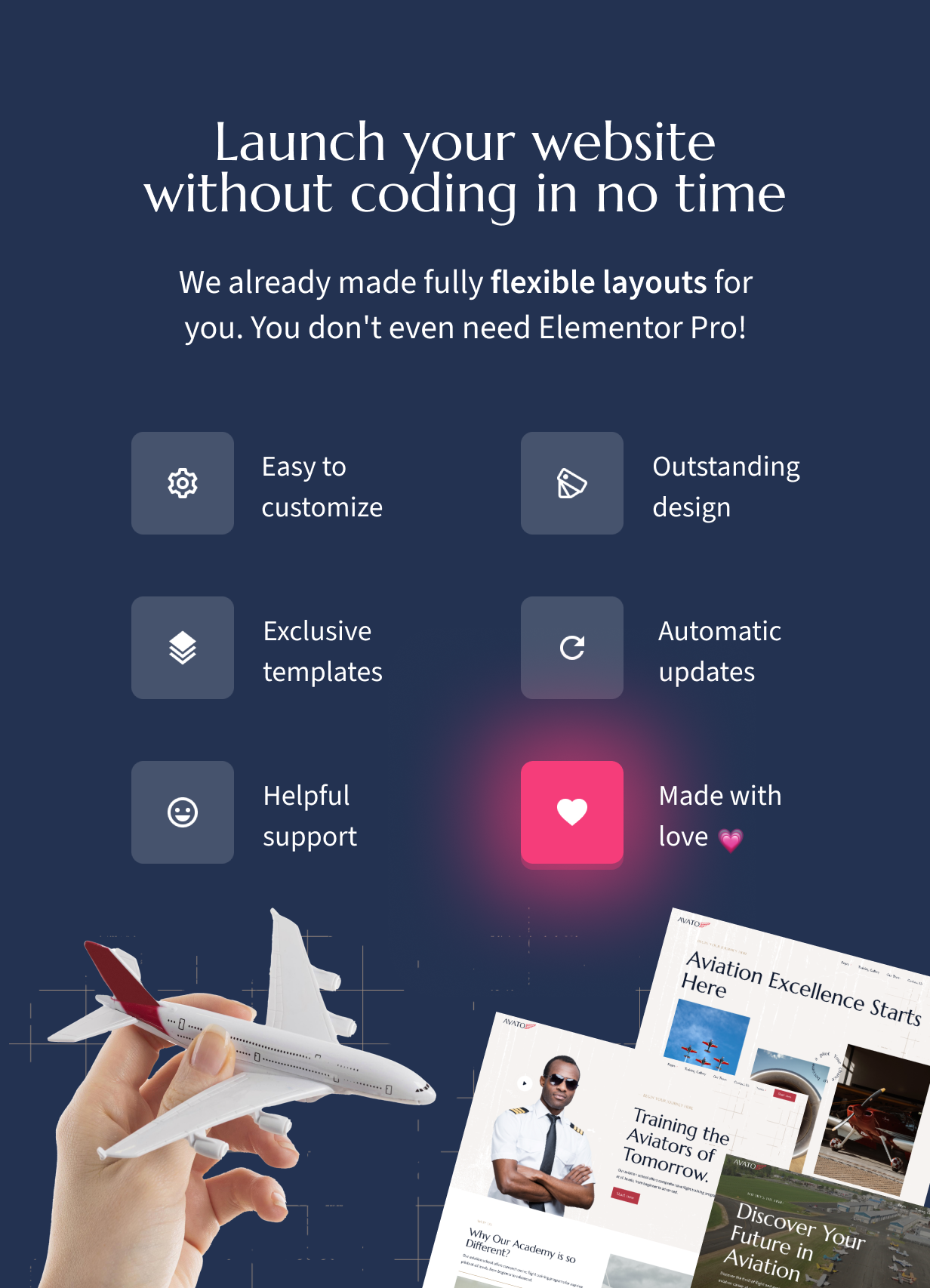 Avato – WordPress-Theme für Flugschule und Luftfahrt-Trainingszentrum