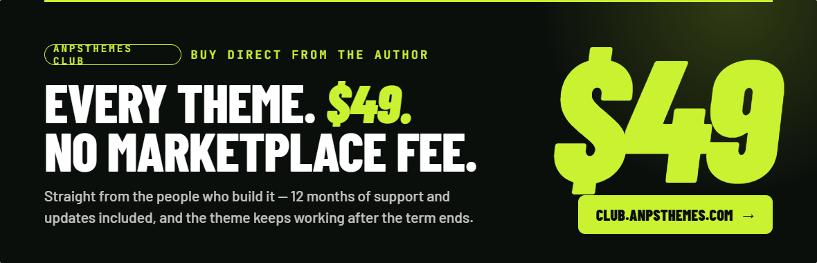 AnpsThemes Club – Kaufen Sie jedes Thema direkt vom Autor für 49 $